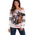 Kentucky Horse Racing Off Shoulder Sweater Black Derby Lady Pink Roses