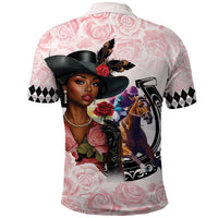 Kentucky Horse Racing Polo Shirt Black Derby Lady Pink Roses