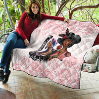 Kentucky Horse Racing Quilt Black Derby Lady Pink Roses