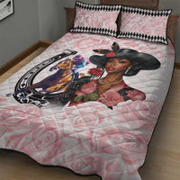 Kentucky Horse Racing Quilt Bed Set Black Derby Lady Pink Roses