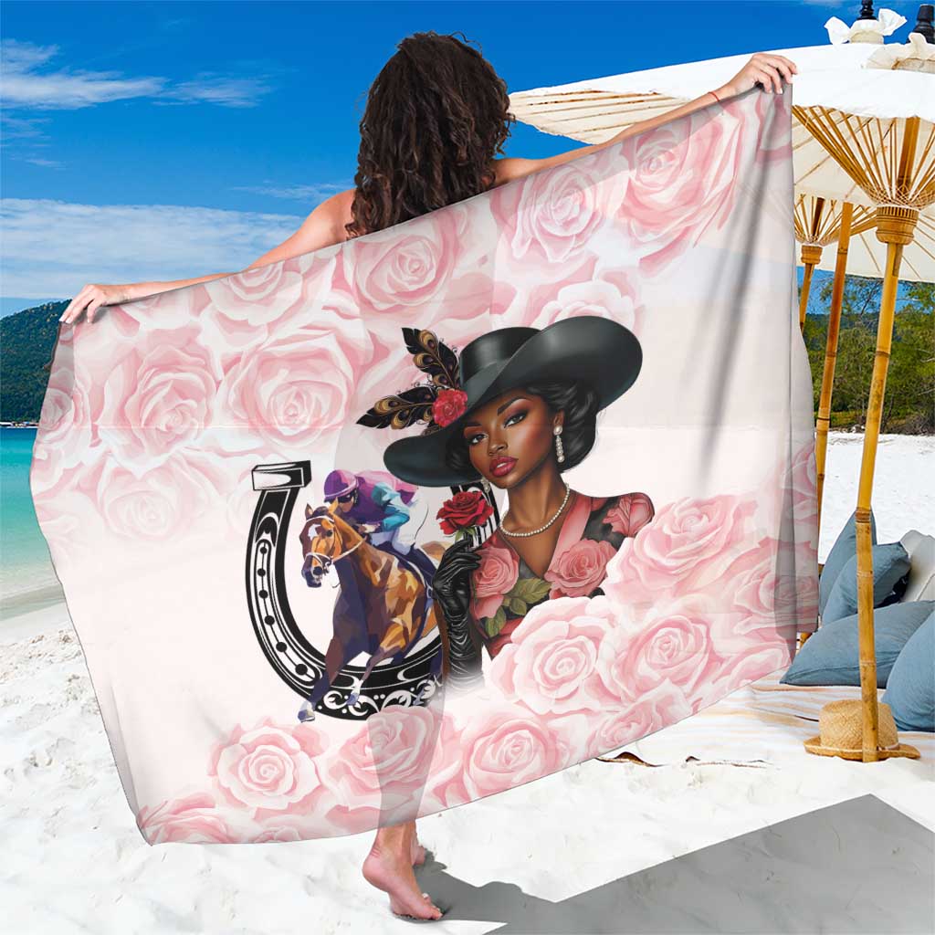 Kentucky Horse Racing Sarong Black Derby Lady Pink Roses