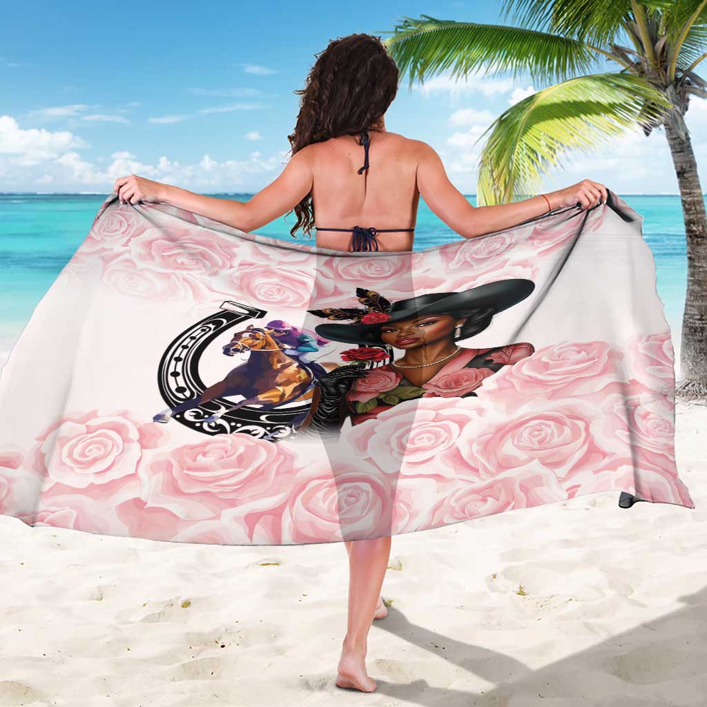 Kentucky Horse Racing Sarong Black Derby Lady Pink Roses