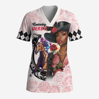 Kentucky Horse Racing Scrub Top Black Derby Lady Pink Roses - Wonder Print Shop