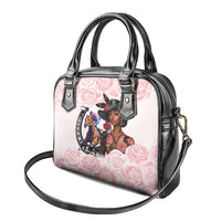 Kentucky Horse Racing Shoulder Handbag Black Derby Lady Pink Roses