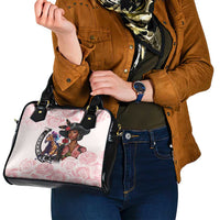 Kentucky Horse Racing Shoulder Handbag Black Derby Lady Pink Roses