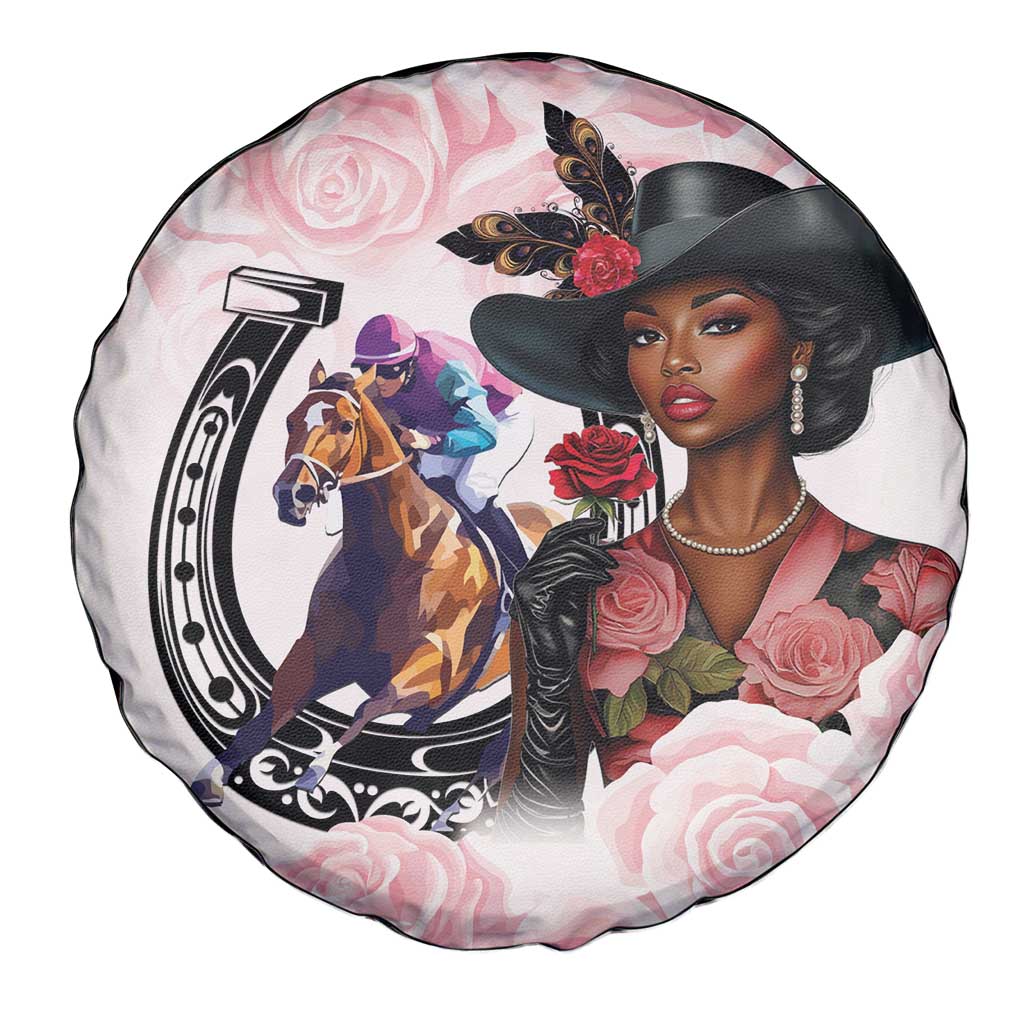 Kentucky Horse Racing Spare Tire Cover Black Derby Lady Pink Roses