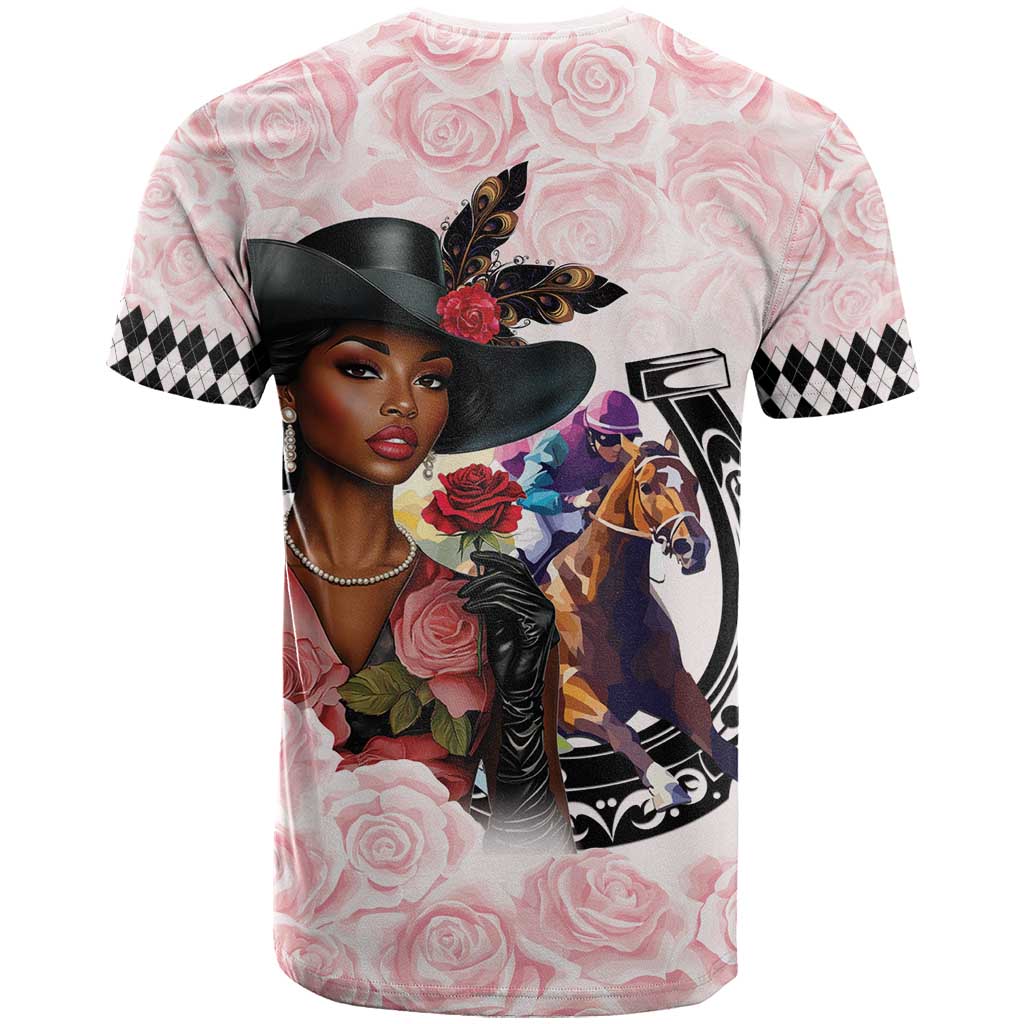 Kentucky Horse Racing T Shirt Black Derby Lady Pink Roses