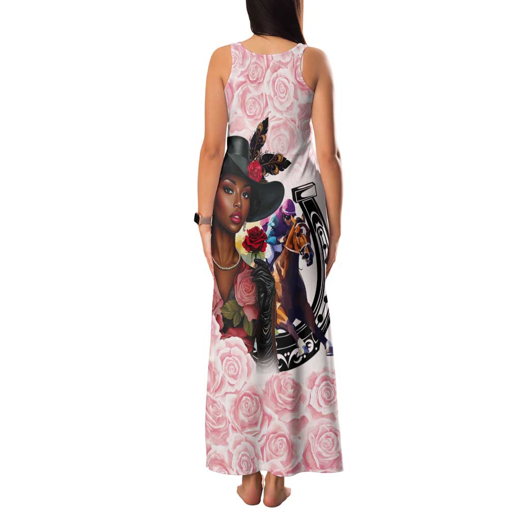 Kentucky Horse Racing Tank Maxi Dress Black Derby Lady Pink Roses