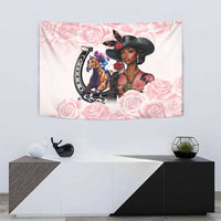 Kentucky Horse Racing Tapestry Black Derby Lady Pink Roses