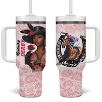 Kentucky Horse Racing Tumbler With Handle Black Derby Lady Pink Roses