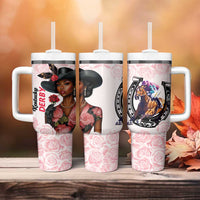 Kentucky Horse Racing Tumbler With Handle Black Derby Lady Pink Roses