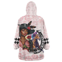 Kentucky Horse Racing Wearable Blanket Hoodie Black Derby Lady Pink Roses