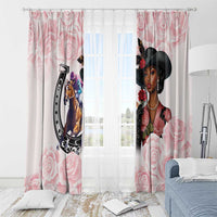 Kentucky Horse Racing Window Curtain Black Derby Lady Pink Roses