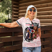 Kentucky Horse Racing Women Polo Shirt Black Derby Lady Pink Roses