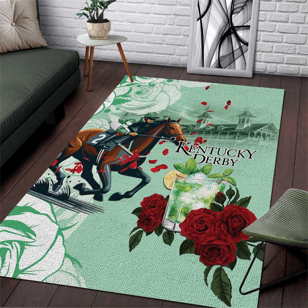 Kentucky Horse Racing Area Rug Churchill Downs Derby Mint Julep Cocktail