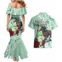 Kentucky Horse Racing Couples Matching Mermaid Dress and Hawaiian Shirt Churchill Downs Derby Mint Julep Cocktail