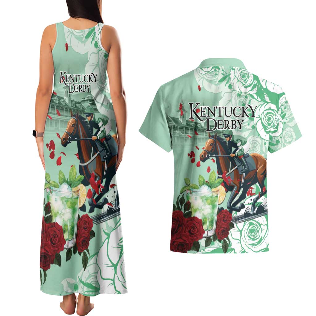 Kentucky Horse Racing Couples Matching Tank Maxi Dress and Hawaiian Shirt Churchill Downs Derby Mint Julep Cocktail