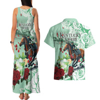 Kentucky Horse Racing Couples Matching Tank Maxi Dress and Hawaiian Shirt Churchill Downs Derby Mint Julep Cocktail
