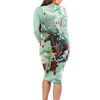 Kentucky Horse Racing Family Matching Long Sleeve Bodycon Dress and Hawaiian Shirt Churchill Downs Derby Mint Julep Cocktail