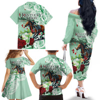Kentucky Horse Racing Family Matching Off The Shoulder Long Sleeve Dress and Hawaiian Shirt Churchill Downs Derby Mint Julep Cocktail