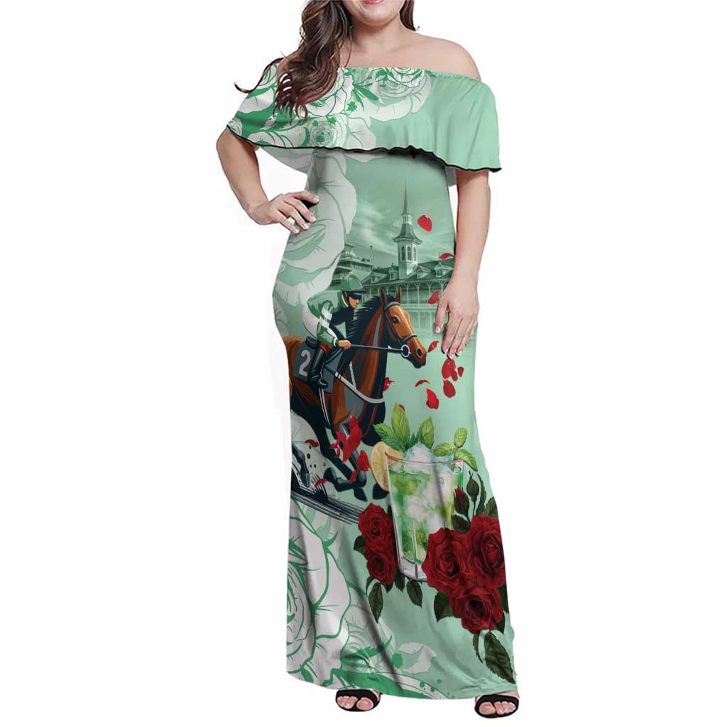 Kentucky Horse Racing Family Matching Off Shoulder Maxi Dress and Hawaiian Shirt Churchill Downs Derby Mint Julep Cocktail