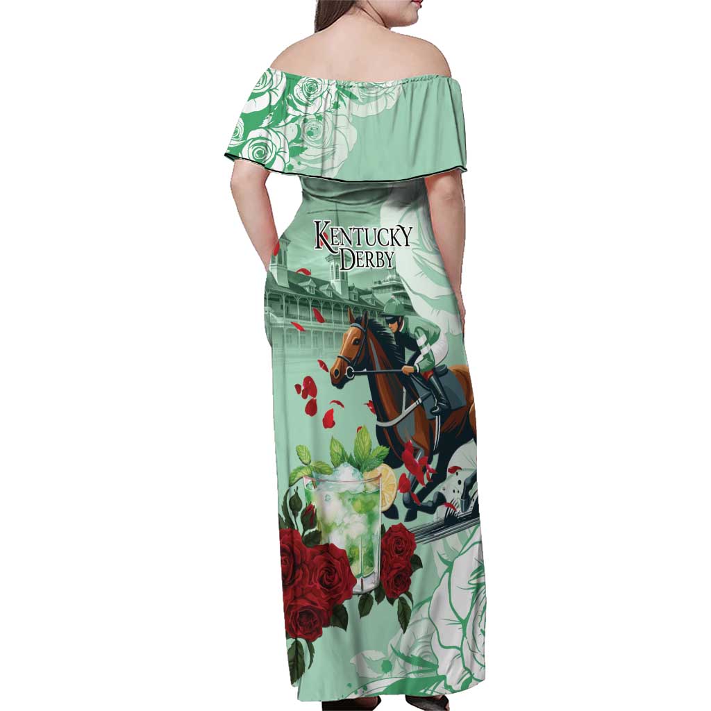 Kentucky Horse Racing Family Matching Off Shoulder Maxi Dress and Hawaiian Shirt Churchill Downs Derby Mint Julep Cocktail