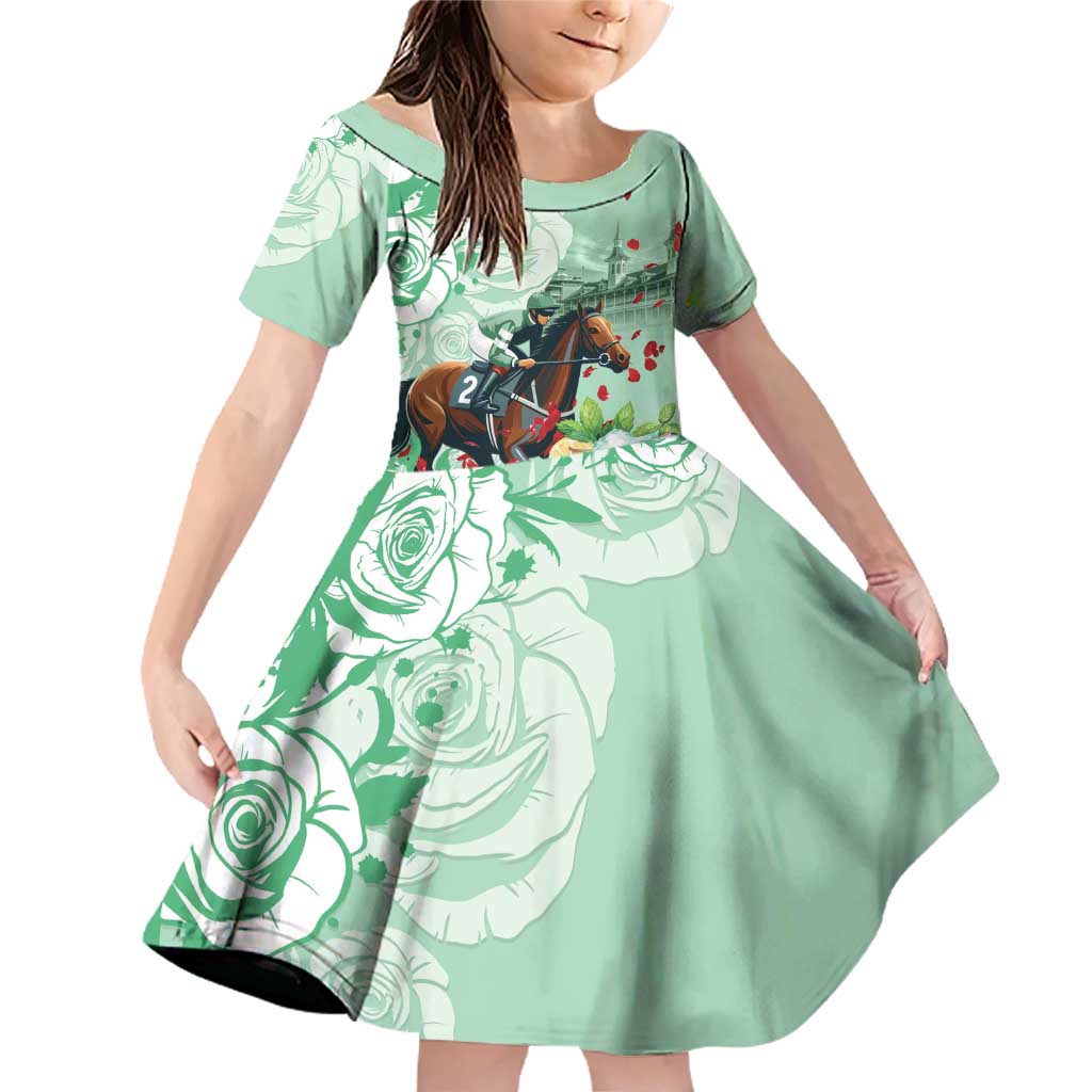 Kentucky Horse Racing Family Matching Off Shoulder Short Dress and Hawaiian Shirt Churchill Downs Derby Mint Julep Cocktail