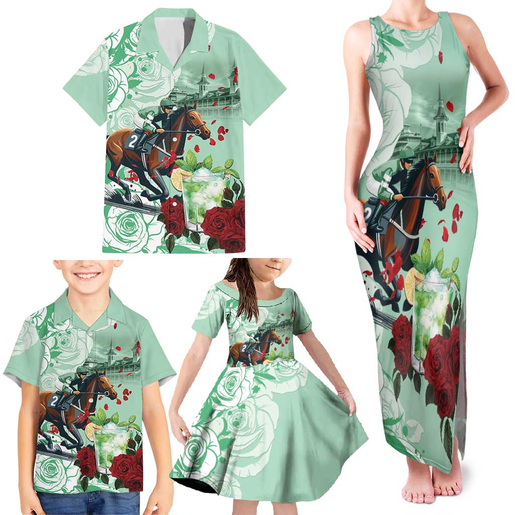 Kentucky Horse Racing Family Matching Tank Maxi Dress and Hawaiian Shirt Churchill Downs Derby Mint Julep Cocktail