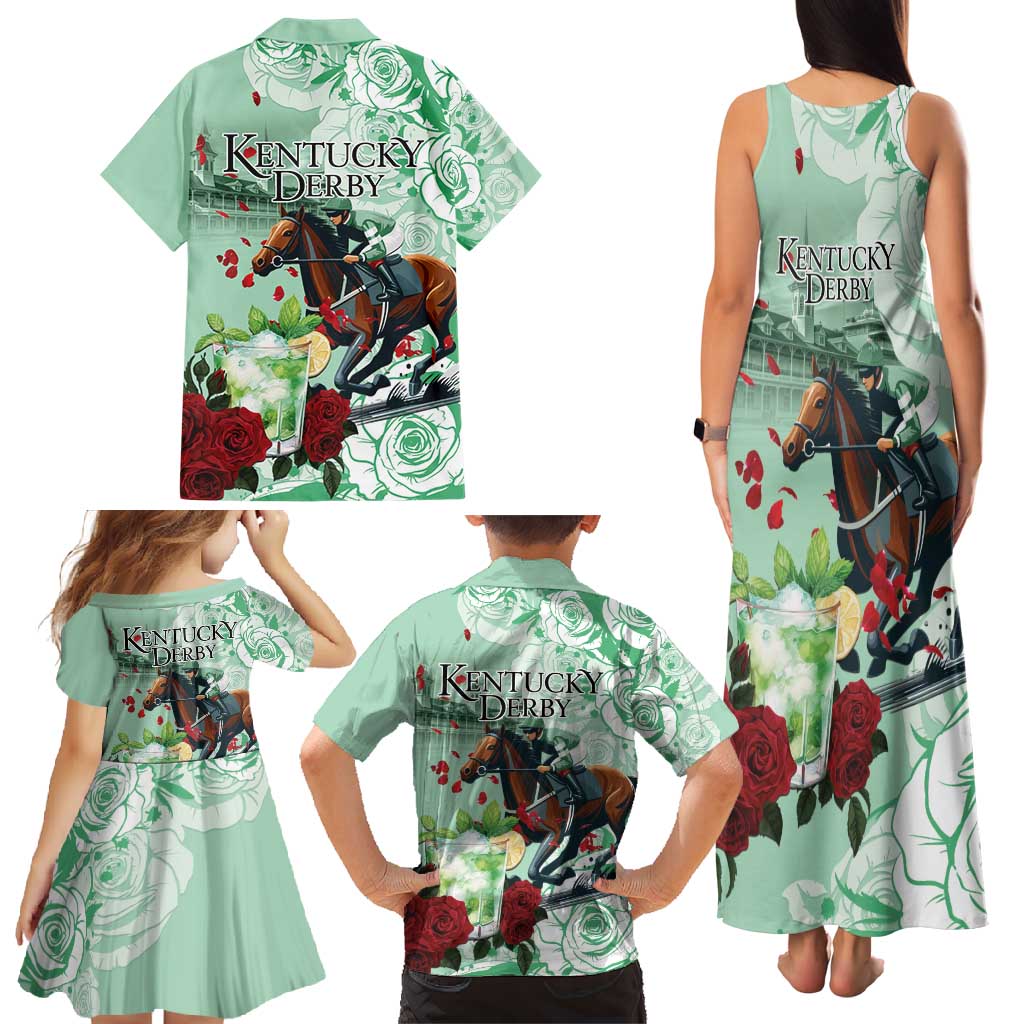 Kentucky Horse Racing Family Matching Tank Maxi Dress and Hawaiian Shirt Churchill Downs Derby Mint Julep Cocktail