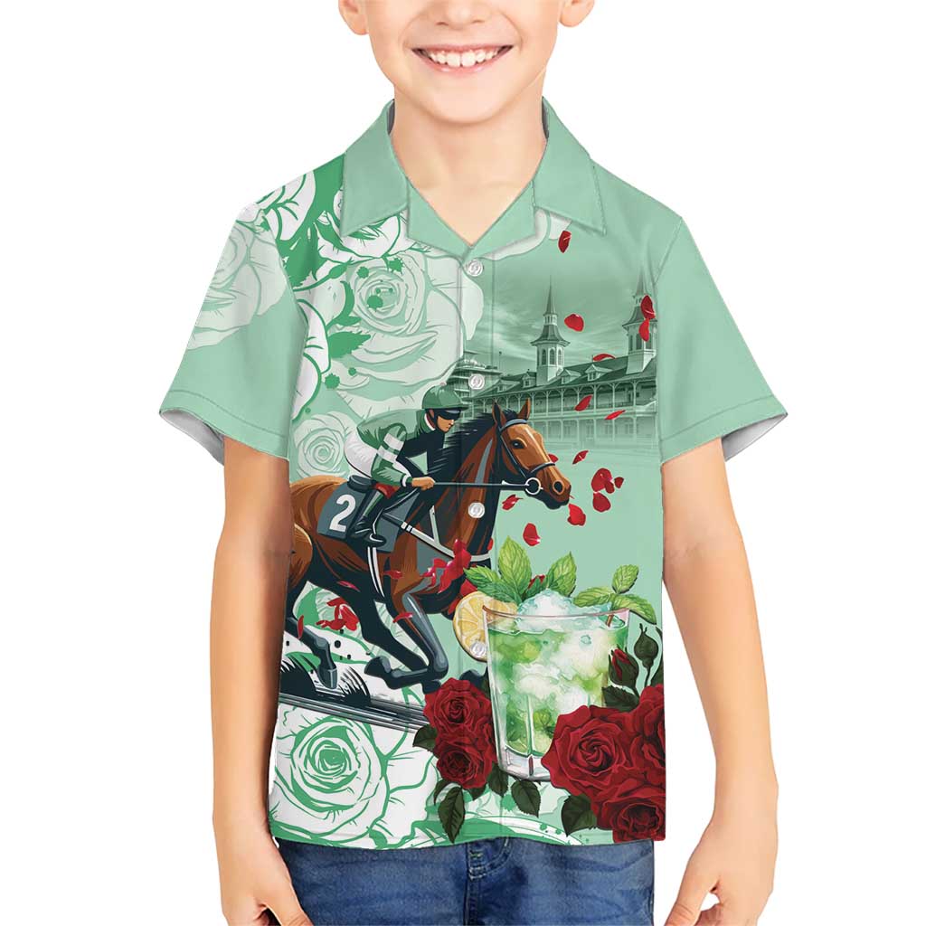 Kentucky Horse Racing Kid Hawaiian Shirt Churchill Downs Derby Mint Julep Cocktail