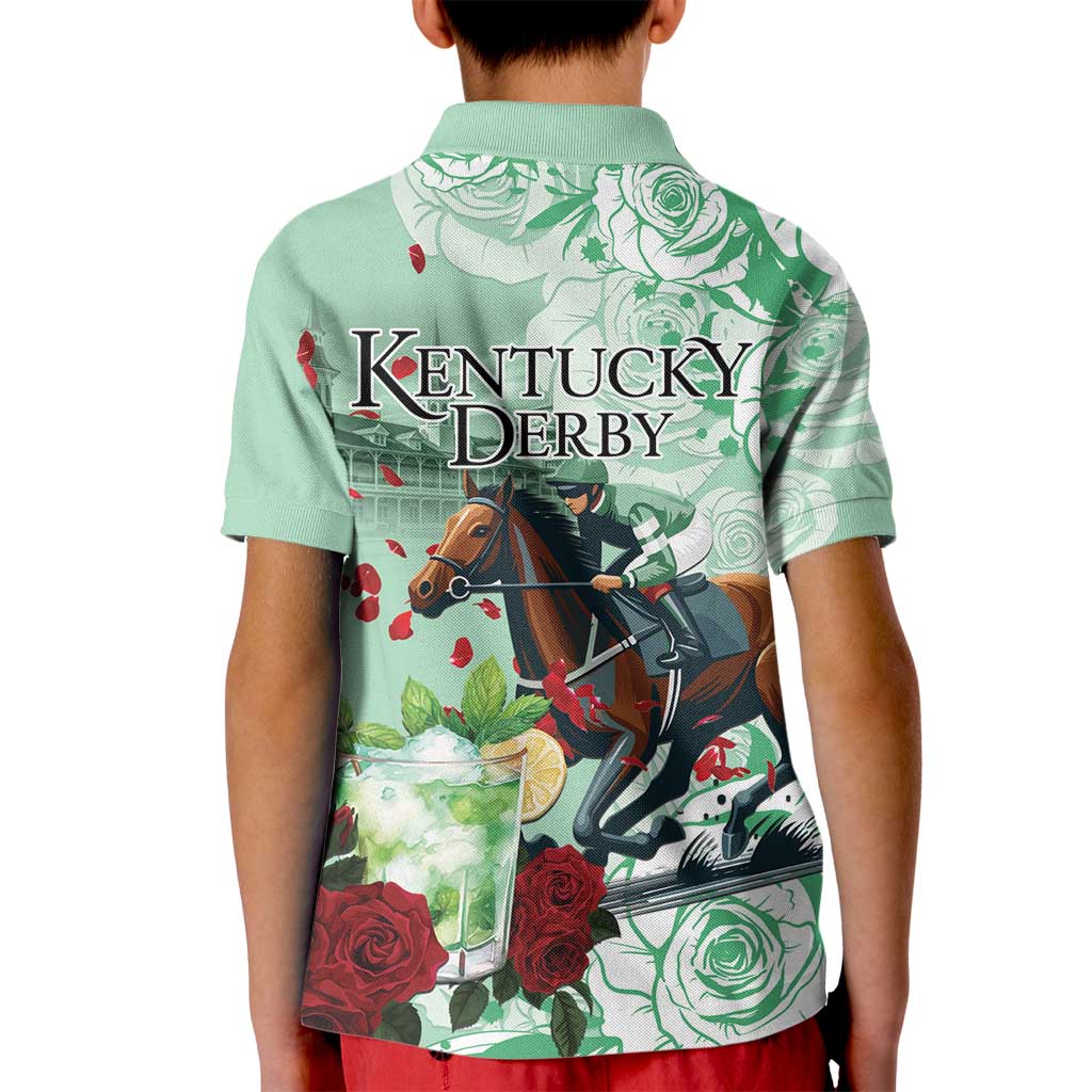 Kentucky Horse Racing Kid Polo Shirt Churchill Downs Derby Mint Julep Cocktail