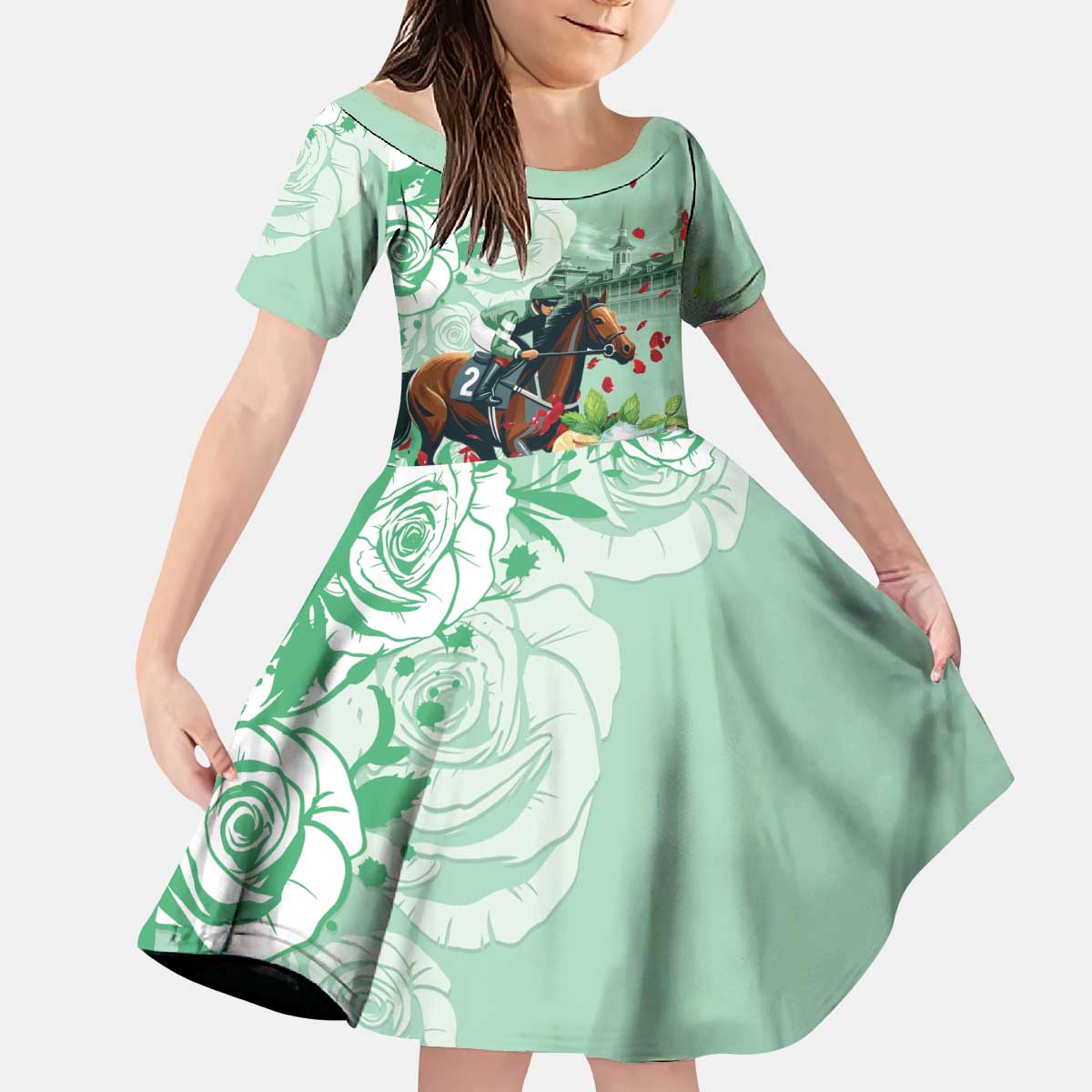 Kentucky Horse Racing Kid Short Sleeve Dress Churchill Downs Derby Mint Julep Cocktail
