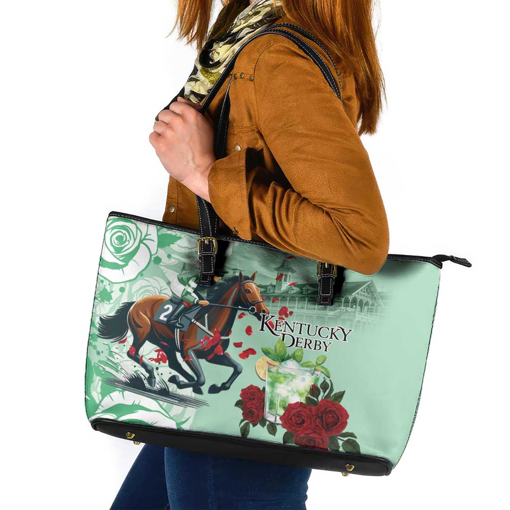 Kentucky Horse Racing Leather Tote Bag Churchill Downs Derby Mint Julep Cocktail
