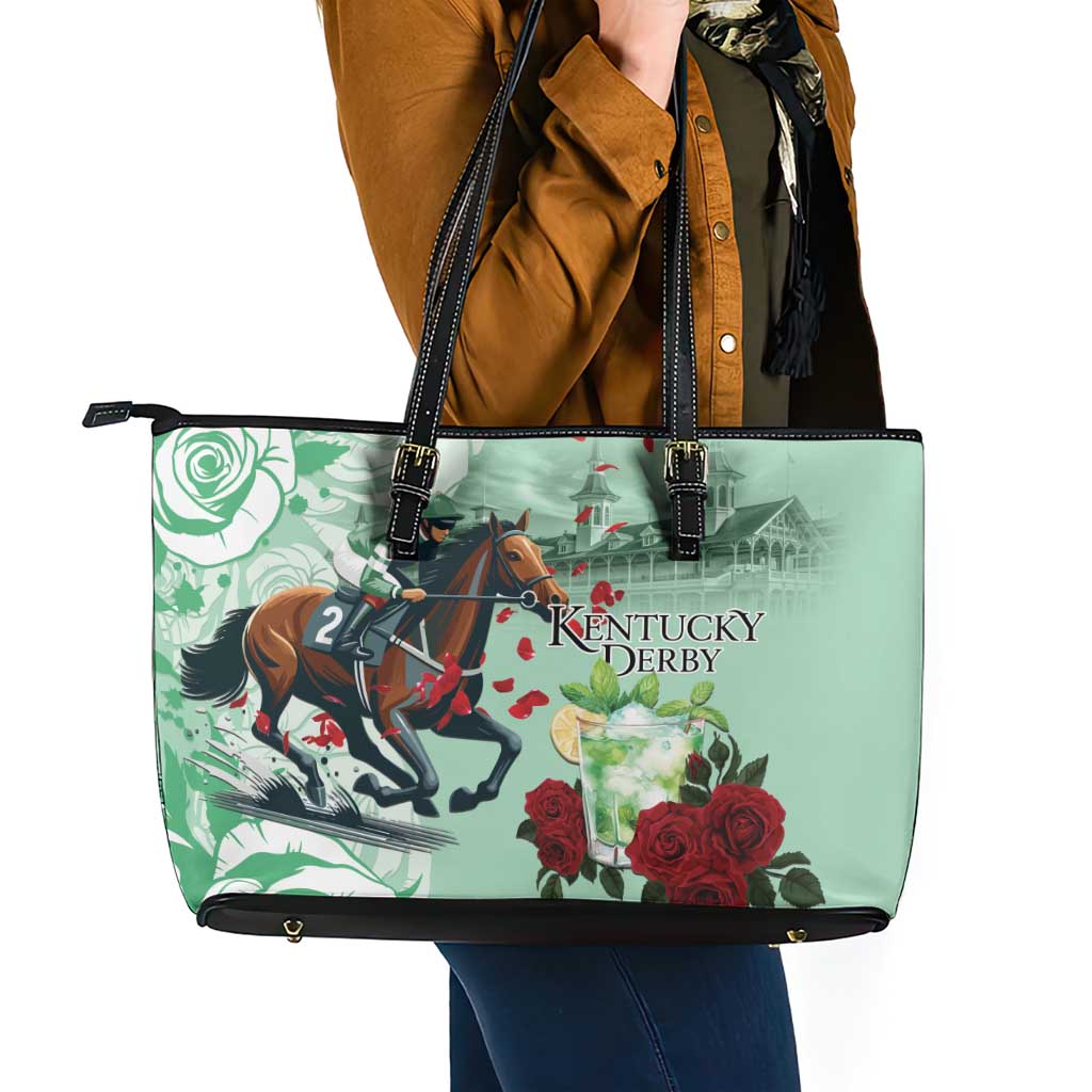 Kentucky Horse Racing Leather Tote Bag Churchill Downs Derby Mint Julep Cocktail