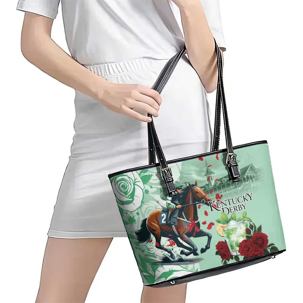 Kentucky Horse Racing Leather Tote Bag Churchill Downs Derby Mint Julep Cocktail