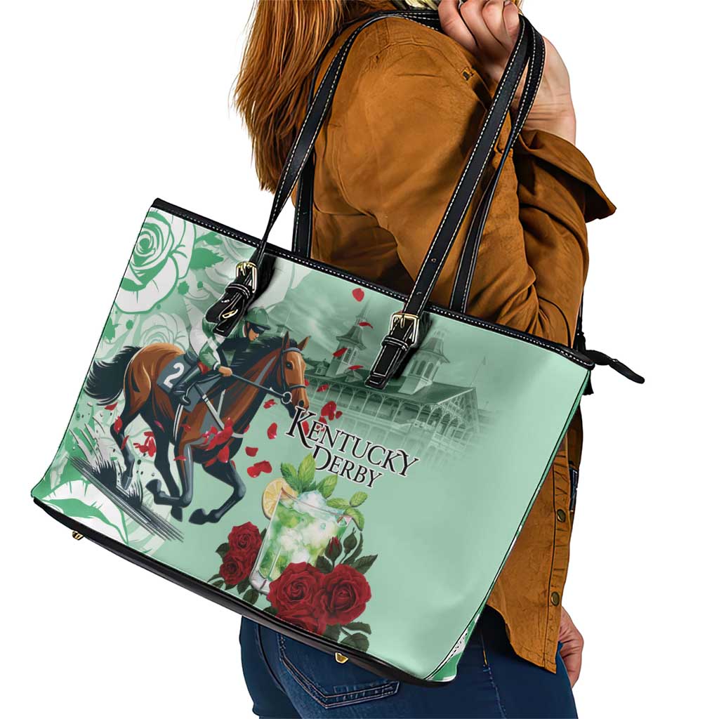 Kentucky Horse Racing Leather Tote Bag Churchill Downs Derby Mint Julep Cocktail