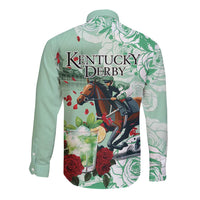 Kentucky Horse Racing Long Sleeve Button Shirt Churchill Downs Derby Mint Julep Cocktail