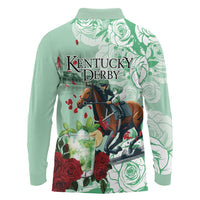 Kentucky Horse Racing Long Sleeve Polo Shirt Churchill Downs Derby Mint Julep Cocktail