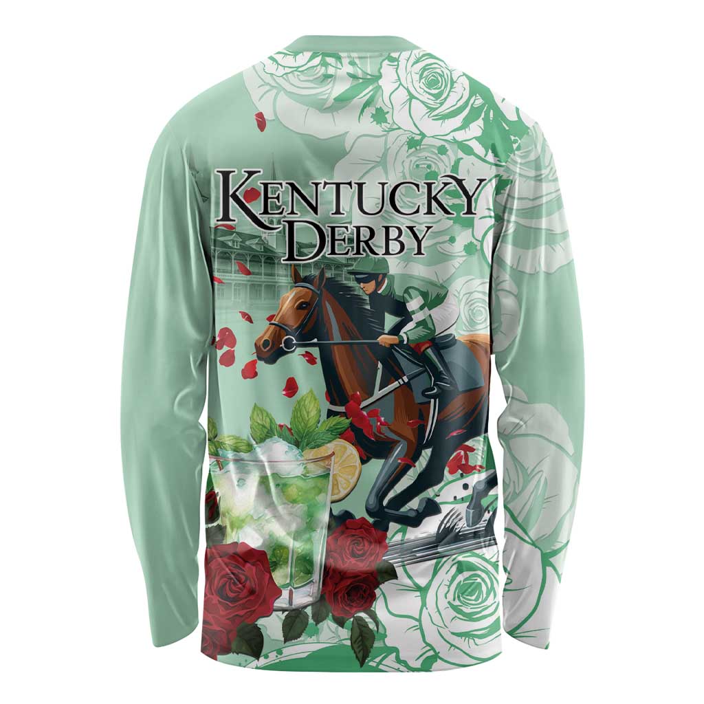 Kentucky Horse Racing Long Sleeve Shirt Churchill Downs Derby Mint Julep Cocktail