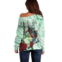 Kentucky Horse Racing Off Shoulder Sweater Churchill Downs Derby Mint Julep Cocktail
