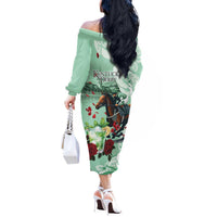 Kentucky Horse Racing Off The Shoulder Long Sleeve Dress Churchill Downs Derby Mint Julep Cocktail