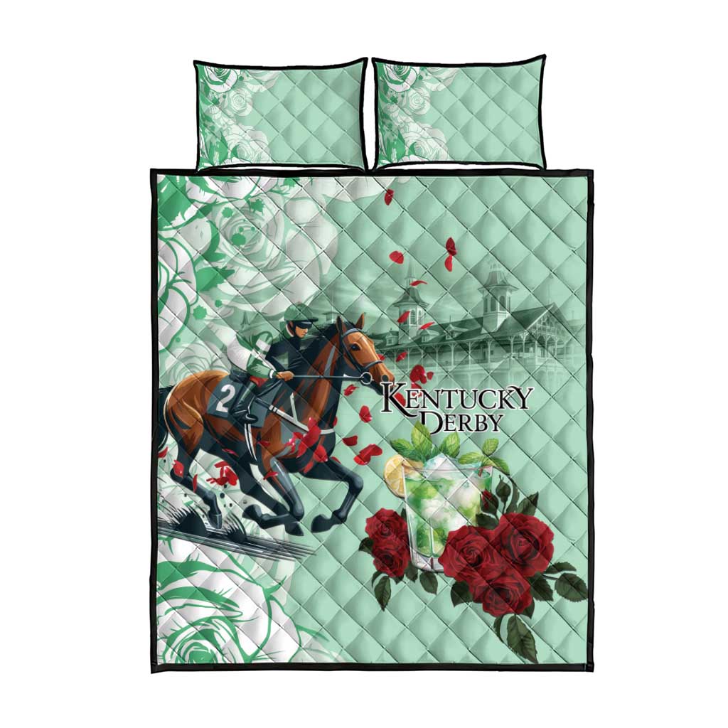 Kentucky Horse Racing Quilt Bed Set Churchill Downs Derby Mint Julep Cocktail