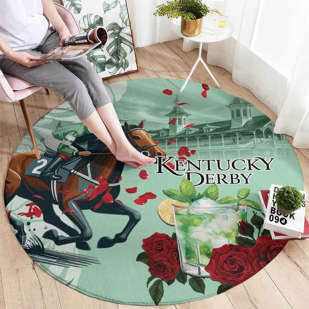 Kentucky Horse Racing Round Carpet Churchill Downs Derby Mint Julep Cocktail