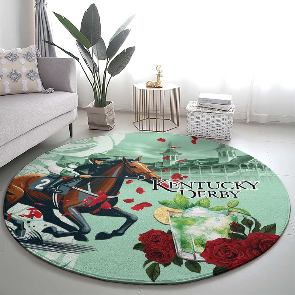 Kentucky Horse Racing Round Carpet Churchill Downs Derby Mint Julep Cocktail