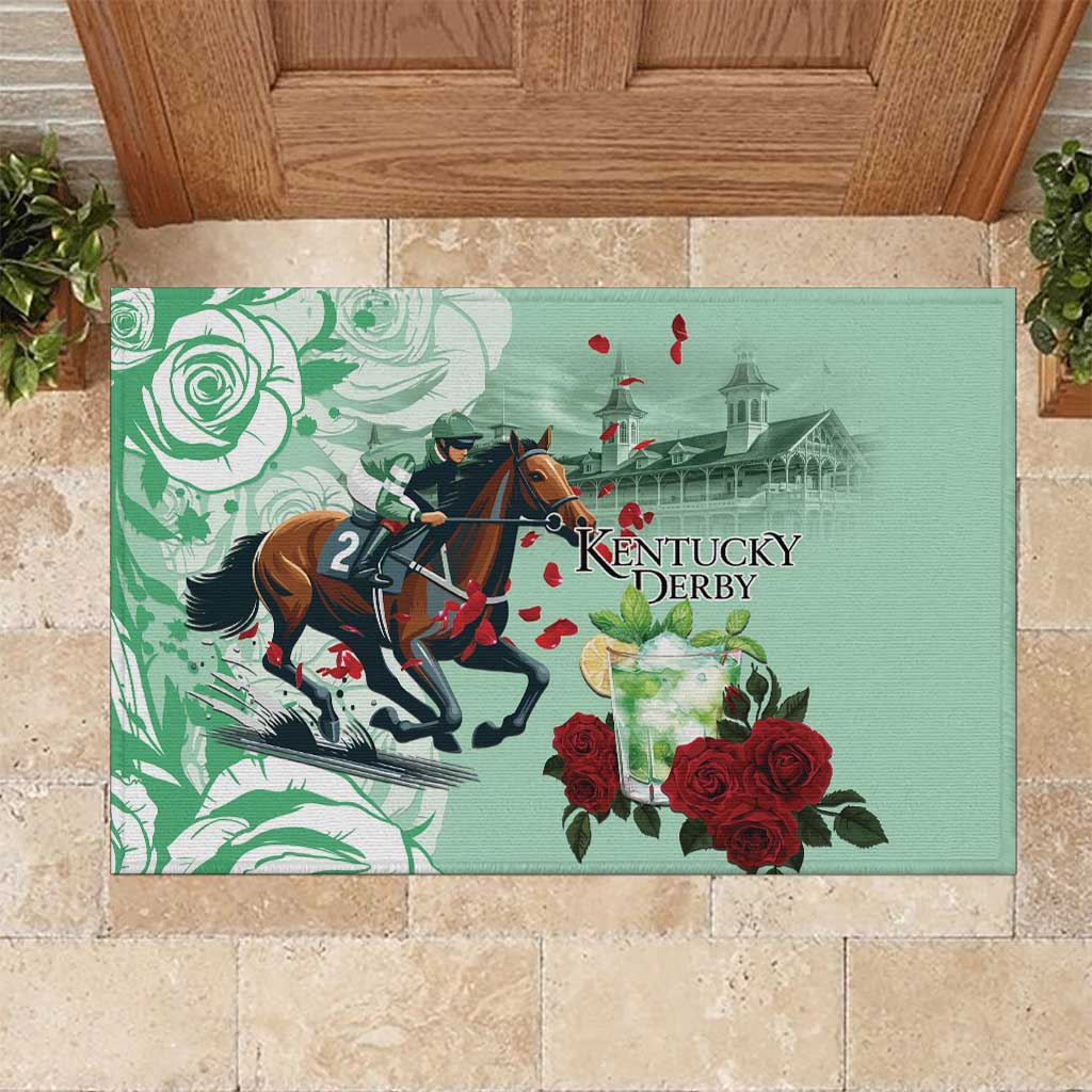 Kentucky Horse Racing Rubber Doormat Churchill Downs Derby Mint Julep Cocktail