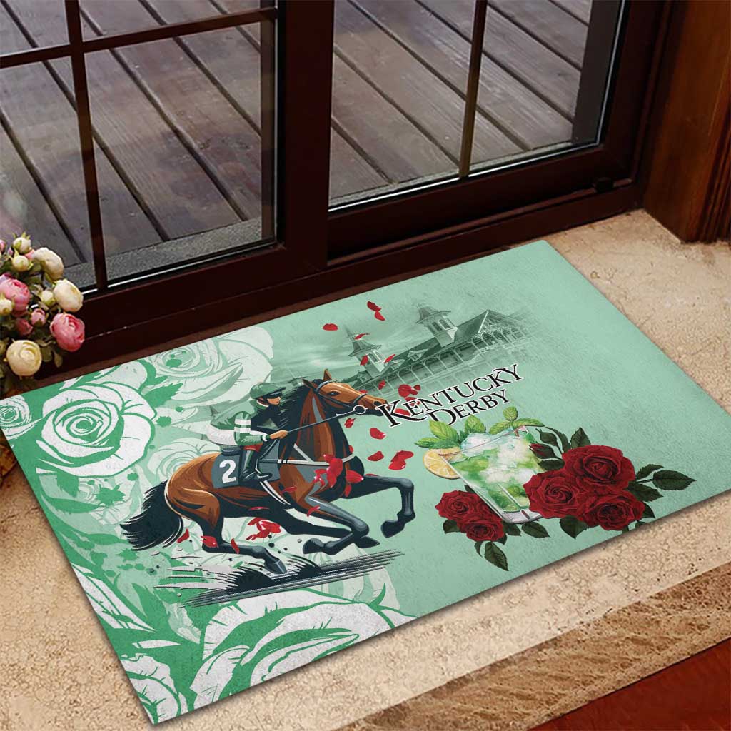 Kentucky Horse Racing Rubber Doormat Churchill Downs Derby Mint Julep Cocktail