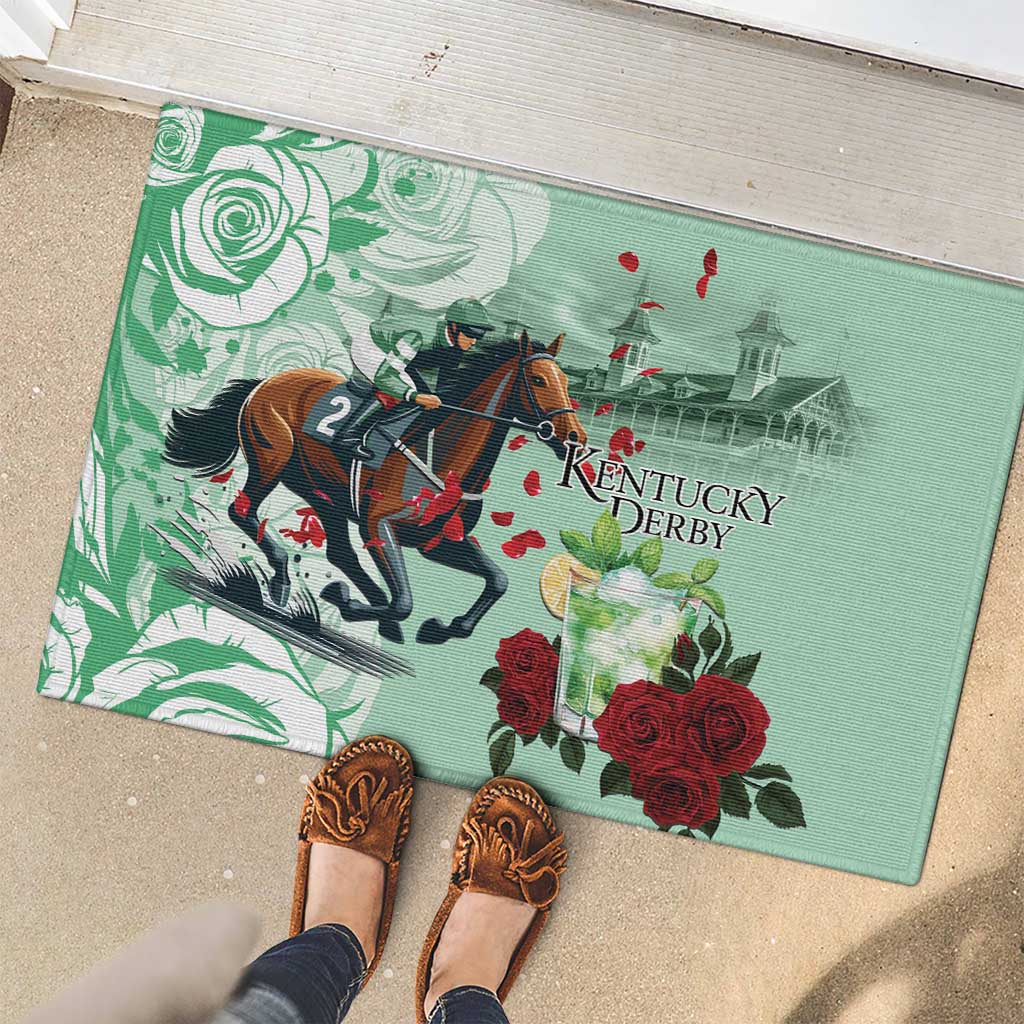 Kentucky Horse Racing Rubber Doormat Churchill Downs Derby Mint Julep Cocktail