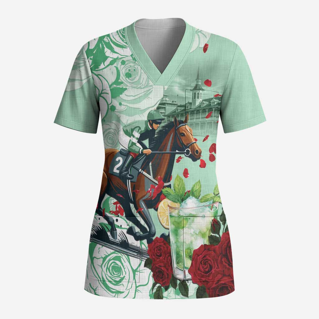 Kentucky Horse Racing Scrub Top Churchill Downs Derby Mint Julep Cocktail - Wonder Print Shop