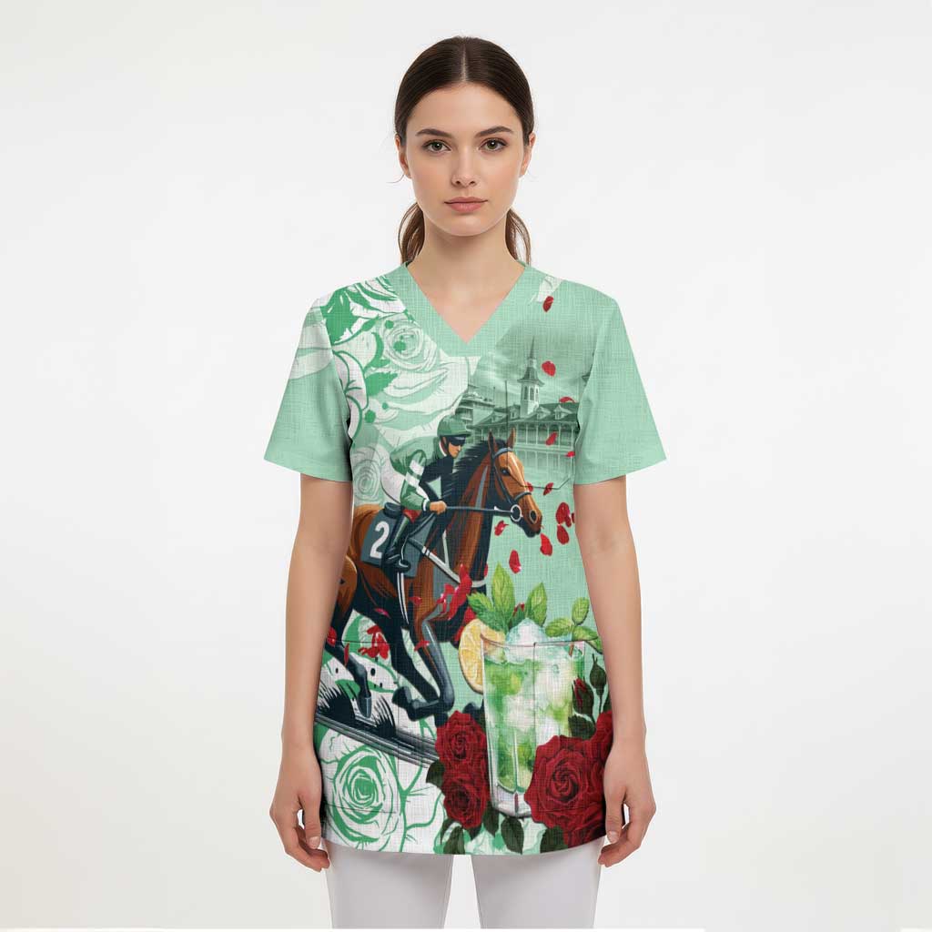Kentucky Horse Racing Scrub Top Churchill Downs Derby Mint Julep Cocktail - Wonder Print Shop