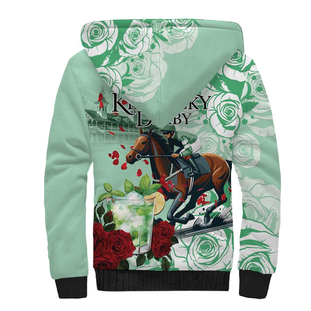 Kentucky Horse Racing Sherpa Hoodie Churchill Downs Derby Mint Julep Cocktail